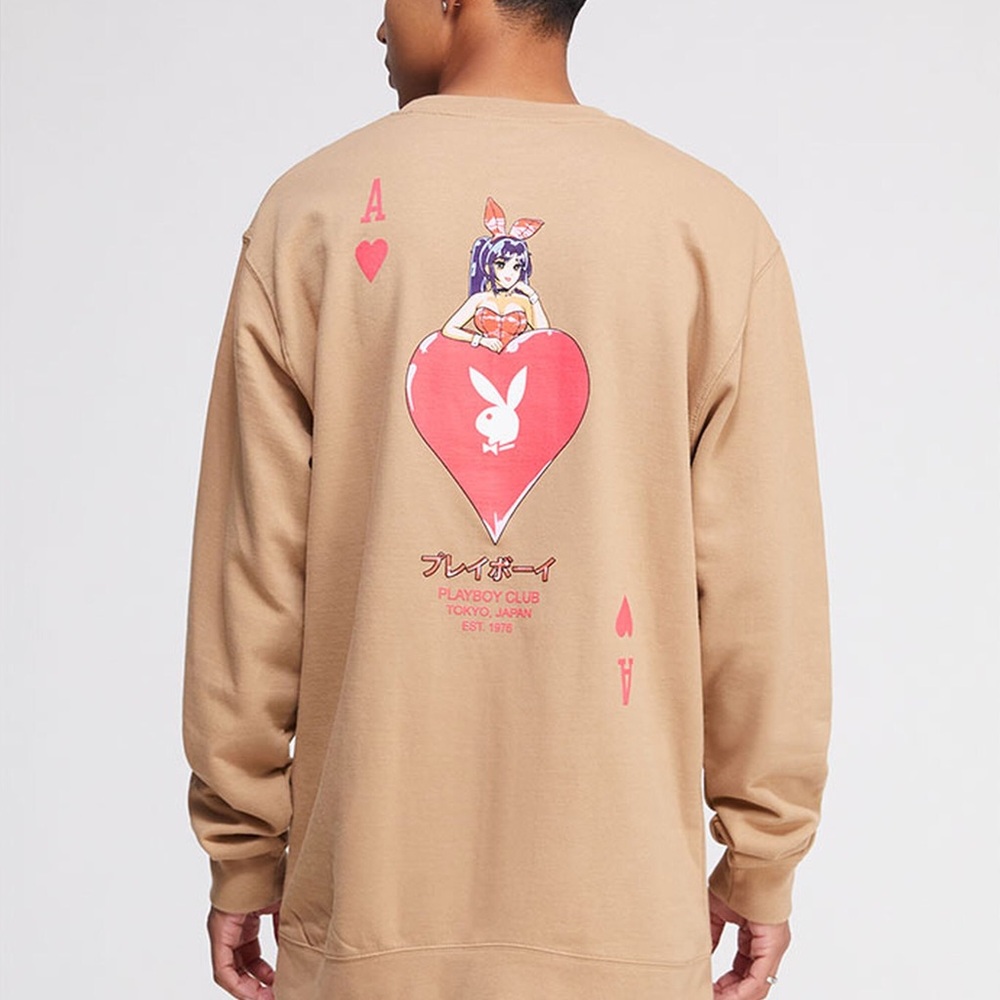 Authentic Playboy Club Tokyo Japan Graphic Sweatshirt – Tan, Large – Retro